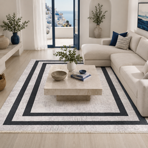 Netline Home Crossed Border Slate Grey Traditional <b>Washable</b> <b>Rug</b> - Product Image 3