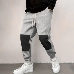 Pantalones de chándal de cintura alta de lona elásticos y cómodos para hombre, pantalones de uso diario con cintura elástica y bolsillos con cremallera, talla XL - Product Image 1