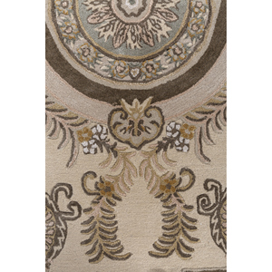 Tapis rectangulaire Kora Ivory Boho en laine et viscose tufté à la main, motif médaillon, idéal pour chambre et salon, fait main, couleur unie - Product Image 3