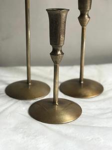 Ensemble de 3 supports de bougies coniques, vintage en laiton et métal, porte-bougies - Product Image 5