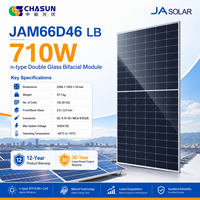 Panneau solaire bifacial double vitrage de type N JA Solar JAM66D46-715/LB 710W, module photovoltaïque fiable à haut rendement pour projets commerciaux