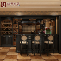 Cave à vin et bar familial en mélamine au design personnalisable, style antique, avec vitrine pour mobilier de maison