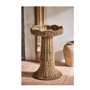 Support de pot de plante en osier festonné jonc de mer tissé à la main de style vintage pour la décoration de la maison - Product Image 2