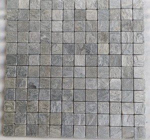 Mosaïque murale en quartzite argentée et brillante Carreaux d'ardoise naturelle de style classique moderne pour la salle de bain et le salon de l'hôtel Conception de la face fendue - Product Image 3