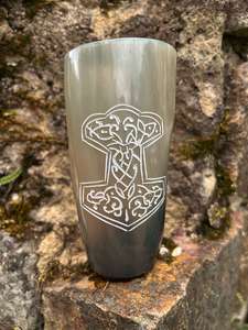 Gobelet Viking en corne de buffle, finition naturelle, écologique, réutilisable et lavable, verre à boire en corne - Product Image 4