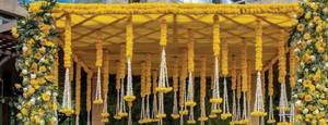 Chaîne de souci jaune décorative Diwali pour toile de fond de scène, décor de plafond, décorations de mariage, décoration mandir - Product Image 2
