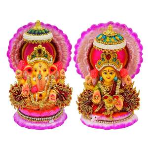 HOME GENIE Lakshmi Ganesha Idol Set para Pooja Room Mandir | Par Murti decorativo hecho a mano para Diwali Poojan, regalo y hogar - Product Image 1