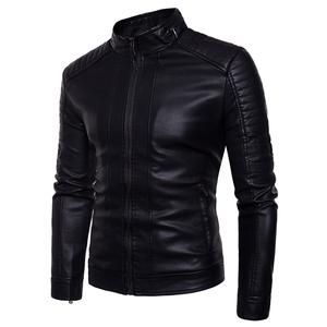 Chaqueta de cuero PU para hombre, abrigo informal con un solo botón, chaquetas con solapa para hombre, elegante chaqueta de piel sintética con servicio OEM - Product Image 1