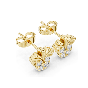 Boucles d'oreilles florales en diamant, diamants de laboratoire de 0,28 carat, or 18 carats, 14 carats, 10 carats et argent 925, options or blanc, or jaune, or rose - Product Image 6