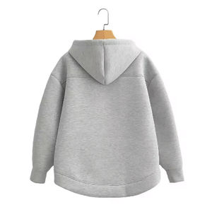 High Street Fashion Autumn <b>Winter</b> <b>Coat</b> Solid Loose Hoodie <b>with</b> Embroidered Long Sleeve Casual Zipper Outwear Sweatshirt - Product Image 2