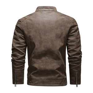 เสื้อแจ็คเก็ตมอเตอร์ไซค์สำหรับแข่งขันแบบมืออาชีพ  คอปก ซิปเต็มตัว กันลม สำหรับฤดูหนาว  หนังแกะวินเทจ - Product Image 4