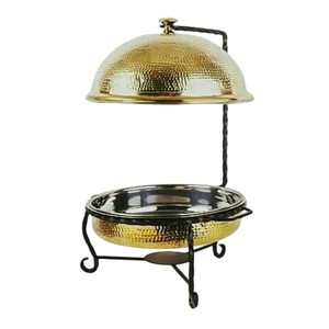 Wholesale Catering Events Gold Finish Stainless Steel Chafing Dish With Hammered Hotel Restaurant Wedding Food Warmer <b>Server</b> - Product Image 5