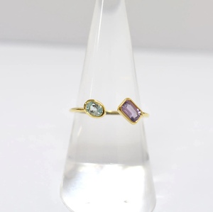 สั่งซื้อแหวนเคลือบทอง14K S925อเมทิสต์ธรรมชาติขนาดเล็กและสีฟ้าบุษราคัมปรับแต่งได้สำหรับร้านค้าปลีก OEM และ ODM - Product Image 1