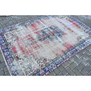 5.2x8.2 ft Vintage Turkish Rug, Large Rug, <b>Red</b> <b>Wool</b> Rug - Product Image 2