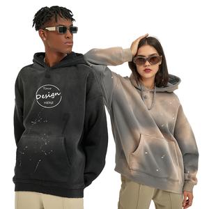 Sweat à capuche en coton éponge française délavé à l'acide en coton personnalisé avec poches sans ficelle - Product Image 2