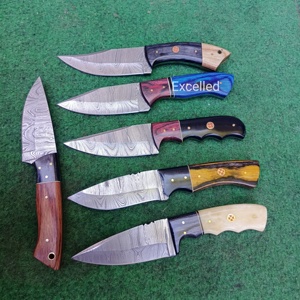 Couteau de chasse Skinner en acier damassé de haute qualité avec manche en os et bois de Pakka - Product Image 6