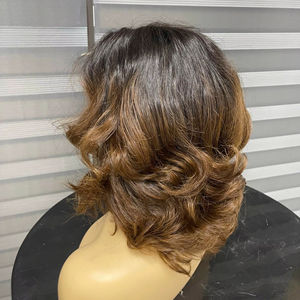 Vente en gros de qualité supérieure brut vierge donneur de lys bouclés vietnamien cheveux bruts perruque frontale en dentelle noir brun couleur - Product Image 1