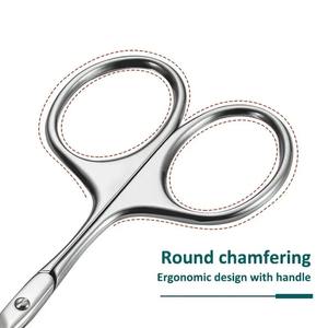 Tijeras Profesionales de Acero Inoxidable con Hoja Curva y Mango de Cerámica para Recortar Cejas, Pestañas y Vello, para Diestros - Product Image 3