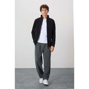 Hardy Men's Casual <b>Fleece</b> Sweatshirt in <b>Black</b> Standard Fit for Autumn Season-88299 - Product Image 3