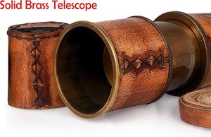 Télescope de pirate antique avec étui en cuir Spyglass monoculaire en laiton pour les amateurs de décoration nautique et d'aventure - Product Image 5
