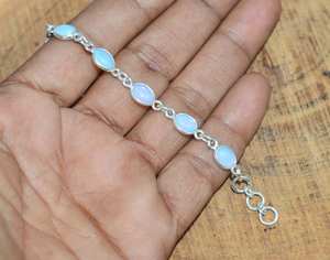 Milky Opalite 925 Sterling <b>Silver</b> 11 Stone Handmade Jewellery Adjustable Bracelet Elegant Unique Gift For <b>Women</b> - Product Image 2