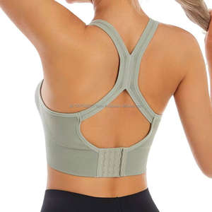 In Stock Seamless Women <b>Cross</b> Back Sports Bra Hollow Out Training Yoga Gym Running <b>Top</b> Breathable Wireless Vest for Girls - Product Image 3