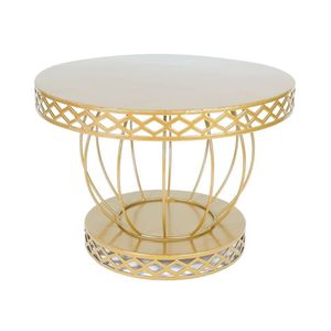 Soporte para Pastel Moderno con Baño de Oro Real y Borde de Rejilla - Pedestal Decorativo de Alambre de Hierro para Eventos de Boda y Exhibición de Repostería - Product Image 1