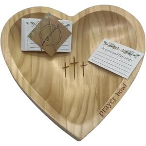 Cuenco de oración de corazón hecho a mano en forma de corazón cuenco de masa de oración religiosa de madera para cristianos religiosos de exportador indio - Product Image 1