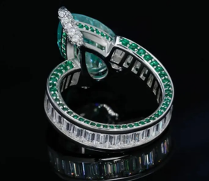 แหวนเพชรมอยส์ซอไนต์รูปลูกแพร์10ct เงิน925สำหรับงานแต่งงานรูปทรงแฟนซี - Product Image 4