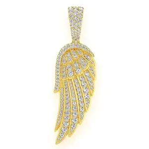 Pendentif Aile d'Ange de Haute Qualité en Diamant Véritable Or Jaune 14K 2.65 CTW Certifié GIA Bijoux Personnalisés Vente en Gros Charme Scintillant - Product Image 1