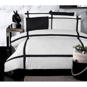 Parure de lit de luxe 6 pièces King Size XL avec housse de couette, drap-housse et taies d'oreiller Oxford en coton tissé géométrique pour usage domestique - Product Image 3