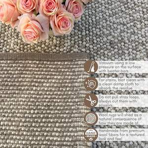 MORE Modern Wool <b>Cushioned</b> Thick (0.6-1 In.) Medium Pile Cotton Backing <b>Rectangular</b> Area Rug Hand Woven Home Use - Product Image 5