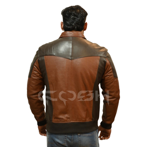 Veste en cuir véritable marron pour homme de style vintage pour moto/usage décontracté |   Veste d'aviateur d'hiver en gros - Product Image 6