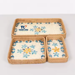 ถาดหวายพร้อมมุกสำหรับจัดแสดงอาหารชากาแฟกำหนดขนาดเองได้จากเวียดนาม - Product Image 2