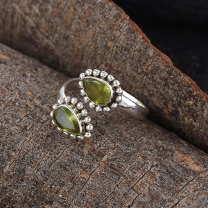 Péridot Cabochon pierre précieuse naturelle 925 argent Sterling août pierre de naissance bague empilable bijoux en gros prix usine - Product Image 3