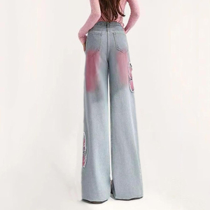 Nouveau design, pantalon en jean respirant pour femmes grande taille, broderie florale, nouveau style, jeans brodés pour femmes - Product Image 3