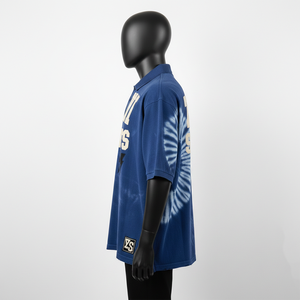 Polo de hombre premium de 200 GSM, tejido piqué rico en algodón, color azul, con logo impreso personalizado, tela transpirable. - Product Image 5