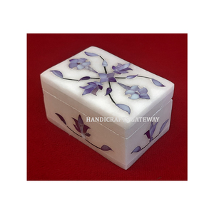 Incrustaciones azules de tamaño más pequeño con caja de nácar hecha a mano para uso personal en mujeres de caja de mármol Natural de cantidad a granel - Product Image 1