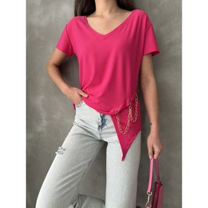 Blusa Fucsia con Cuello en V y Detalle de Cadena para Mujer, Marca Topshow, Venta al Por Mayor - Product Image 3