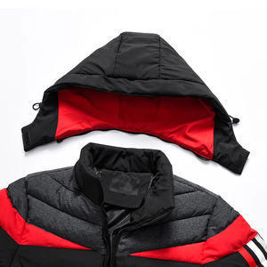 แจ็คเก็ตบับเบิ้ลมมีฮู้ดสำหรับฤดูหนาวใส่ได้ทั้งชายและหญิงผ้าฝ้ายขนเป็ดกันลมลายทางพิมพ์โลโก้ออกแบบได้ตามต้องการ - Product Image 4