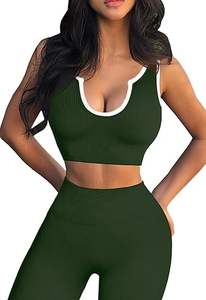 Elegante conjunto de yoga naranja Top corto y polainas de pijama transpirable ropa de fitness sin costuras para mujeres - Product Image 3