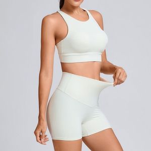 Conjunto de Brasier Deportivo y Pantalones Cortos de Yoga de Compresión Transpirable para Mujer, Venta al Por Mayor Personalizada, Secado Rápido, Elástico, Espalda Cruzada, Ropa Deportiva - Product Image 3