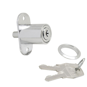 Serratura per Porta Scorrevole con Pulsante 347/27 mm. Cromato - Product Image 1