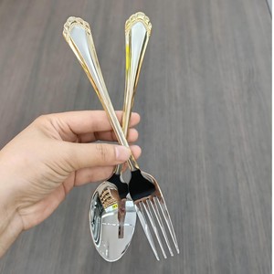 Ensemble de couverts de luxe écologiques en acier inoxydable nickelé moderne, cuillère, fourchette, couteau pour les mariages, qualité alimentaire, passe au lave-vaisselle - Product Image 3