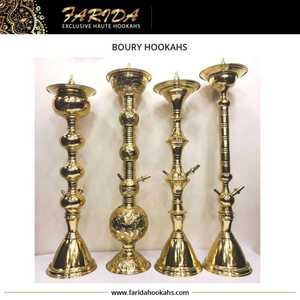 Narguiles de Latón de Diseño Egipcio de Lujo, Hechos a Mano, Tipo Mini Bent, con Base Giratoria de Vidrio Lacado en Acero Inoxidable - Product Image 6