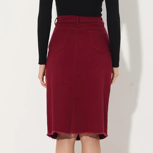 Jupe élégante pour adulte, fermeture simple boutonnage, motif vintage délavé, essentiel pour la garde-robe, exportation mondiale - Product Image 3