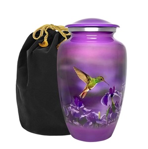 Violet nouvelle urne de crémation en métal émail pour cendres colibri Design urne commémorative grande urne funéraire couvercle sécurisé souvenir décoratif - Product Image 1