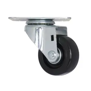 CCE 3 x 1-1/4 inch Black PP Bearing Bore Wheel Swivel Plate Style Trolley Castor Wheels