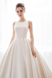 Vestido de novia de satén de alta calidad OEM moderno para madre de novia TNBP No25 con decoración de encaje al por mayor - Product Image 4