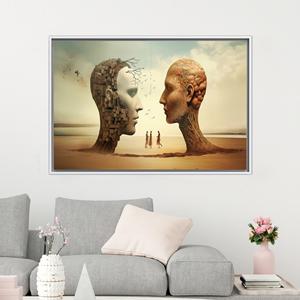 Surreal Heads Art <b>Canvas</b> - Modern Printed Wall Decor,1P:White <b>Framed</b> - Product Image 1